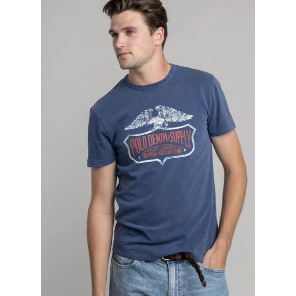 NWT Polo Denim & Supply Ralph Lauren Eagle Graphic T-Shirt Distressed Men's L - Picture 2 of 4